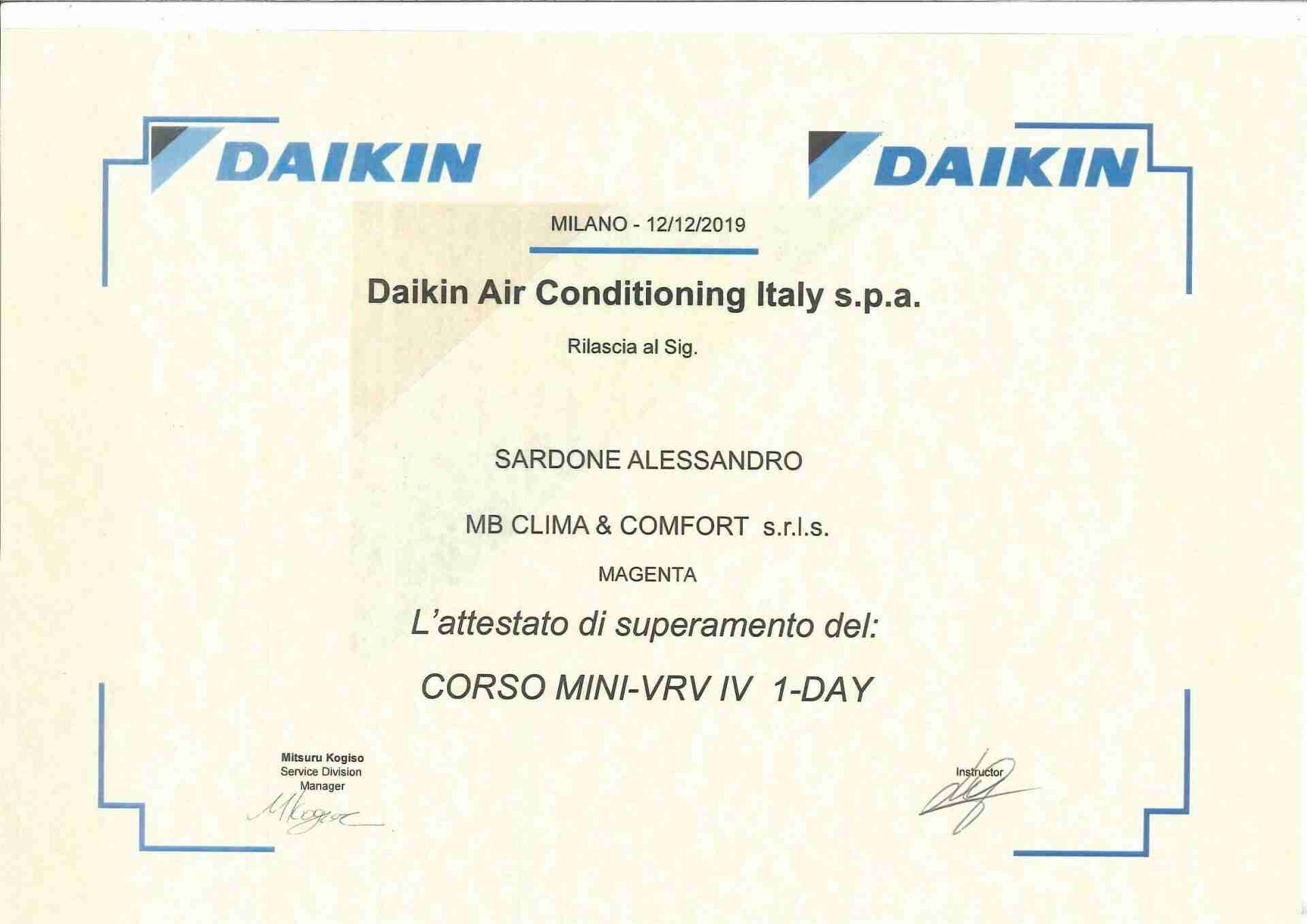 Certificazione Daikin